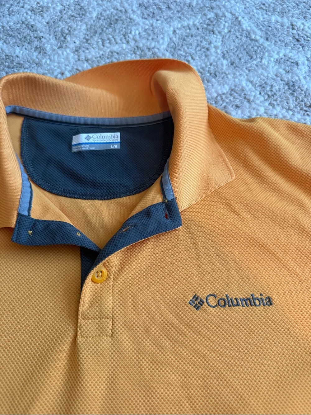 Columbia Men's Golden Orange Polo with Charcoal Trim